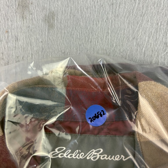 Eddie Bauer Flannel Shirt Mens Large Red‎ Plaid Quilted Shacket Outdoor Lined - Picture 14 of 14